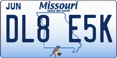 MO license plate DL8E5K