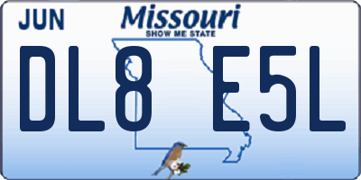 MO license plate DL8E5L
