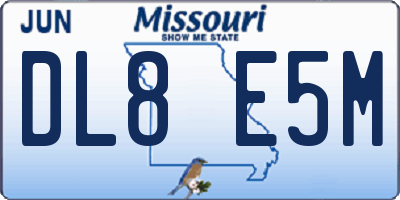 MO license plate DL8E5M