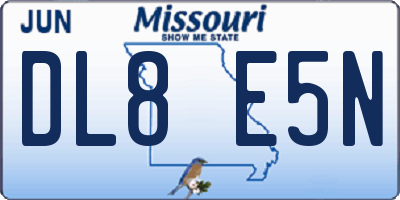 MO license plate DL8E5N
