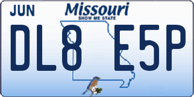 MO license plate DL8E5P
