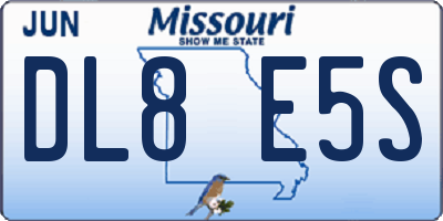MO license plate DL8E5S
