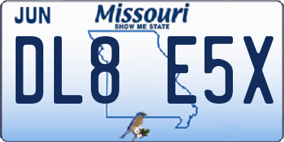 MO license plate DL8E5X