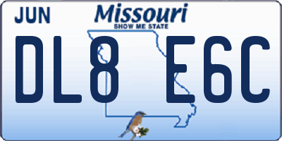 MO license plate DL8E6C