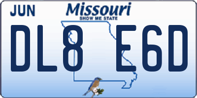 MO license plate DL8E6D