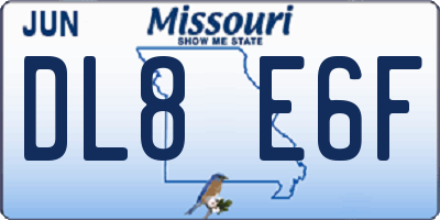 MO license plate DL8E6F