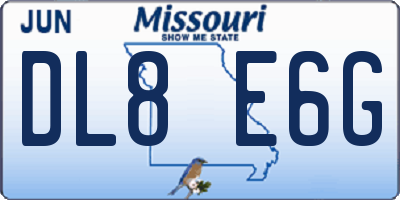 MO license plate DL8E6G