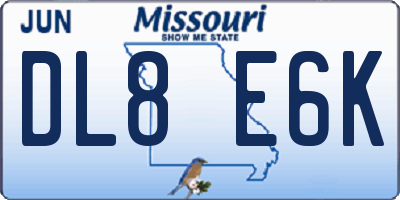 MO license plate DL8E6K