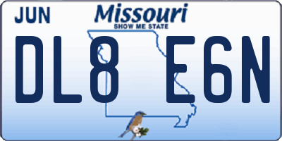 MO license plate DL8E6N