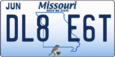 MO license plate DL8E6T
