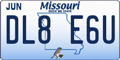 MO license plate DL8E6U
