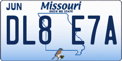 MO license plate DL8E7A
