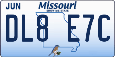 MO license plate DL8E7C