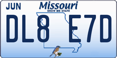 MO license plate DL8E7D