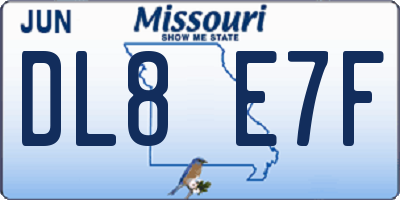 MO license plate DL8E7F