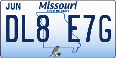 MO license plate DL8E7G