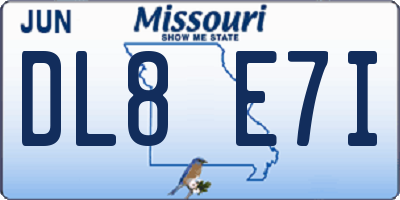 MO license plate DL8E7I