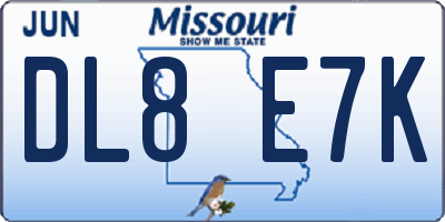 MO license plate DL8E7K