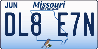MO license plate DL8E7N