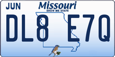 MO license plate DL8E7Q