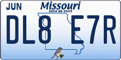 MO license plate DL8E7R