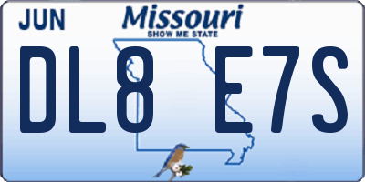 MO license plate DL8E7S