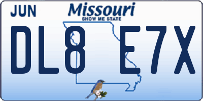 MO license plate DL8E7X