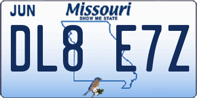 MO license plate DL8E7Z