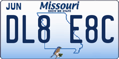 MO license plate DL8E8C
