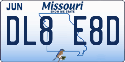 MO license plate DL8E8D