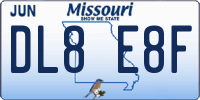 MO license plate DL8E8F