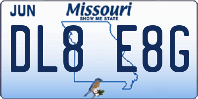 MO license plate DL8E8G