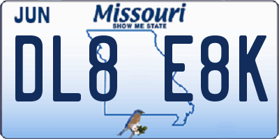 MO license plate DL8E8K