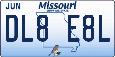 MO license plate DL8E8L