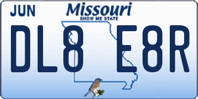 MO license plate DL8E8R