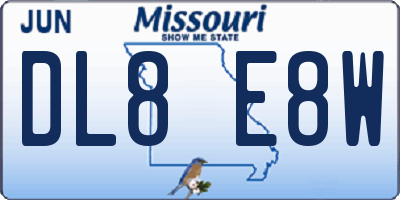 MO license plate DL8E8W