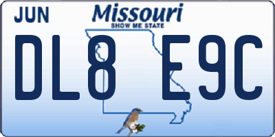 MO license plate DL8E9C