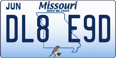 MO license plate DL8E9D