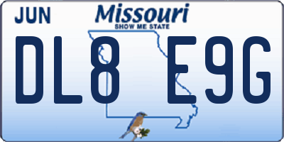 MO license plate DL8E9G