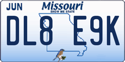 MO license plate DL8E9K