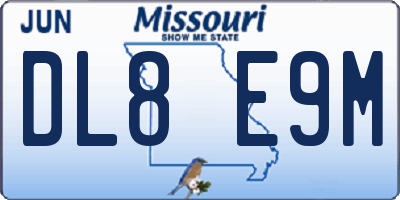 MO license plate DL8E9M