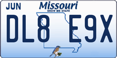 MO license plate DL8E9X