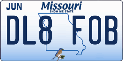 MO license plate DL8F0B
