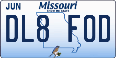MO license plate DL8F0D