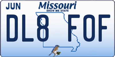 MO license plate DL8F0F