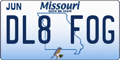 MO license plate DL8F0G