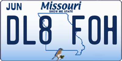 MO license plate DL8F0H