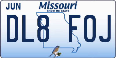 MO license plate DL8F0J