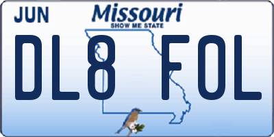 MO license plate DL8F0L