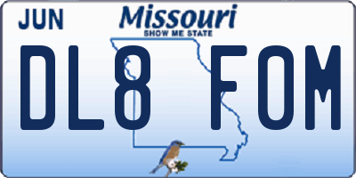 MO license plate DL8F0M